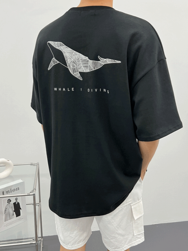 다이빙 고래 반팔 티셔츠 (2color) 4178