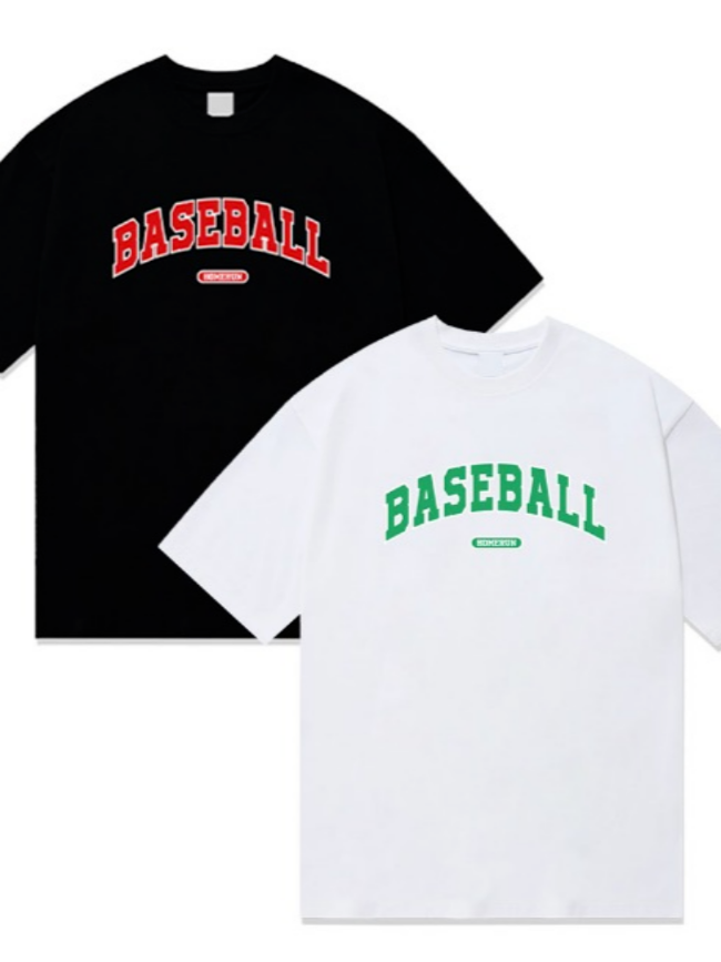 M-4XL 베이스볼 프린팅 오버핏 반팔 티셔츠 4162