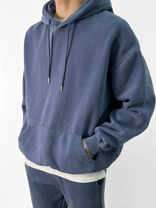 [기모추가] M~4XL 베이직 오버핏 탄탄 피그먼트 후드티셔츠