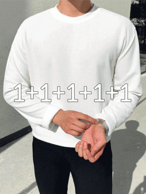[1+4] 5장묶음 모찌 링클프리 쫀득 긴팔 티셔츠 빅사이즈