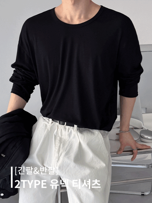 2TYPE [긴팔&amp;반팔] 녹서 유넥 실켓 티셔츠